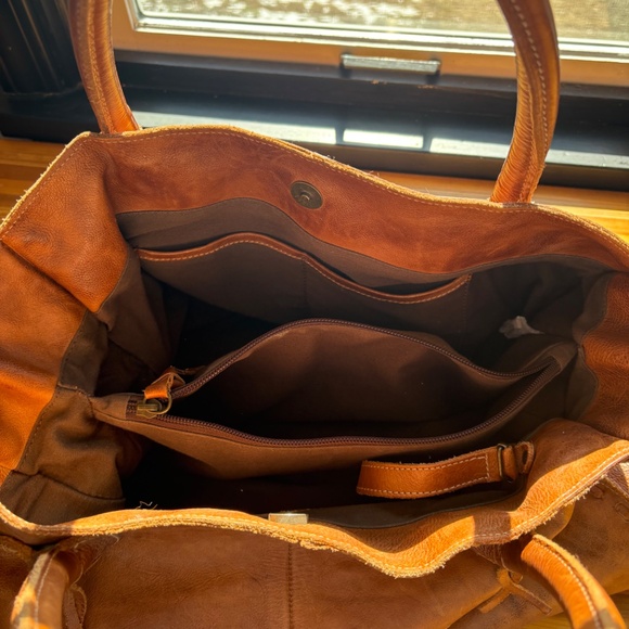 Leather Handbag, Bed Stu Rockaway Tote in Tan Rustic - Picture 11 of 13
